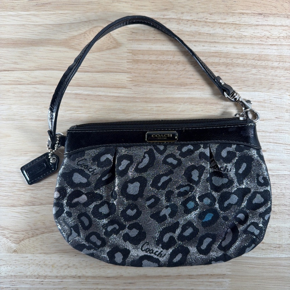 Coach Wristlet Madison Ocelot Leopard Print Sliver Black Women's Vintage Y2K